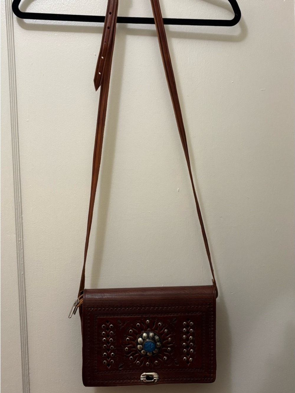 Vintage Moroccan Leather Crossbody Bag